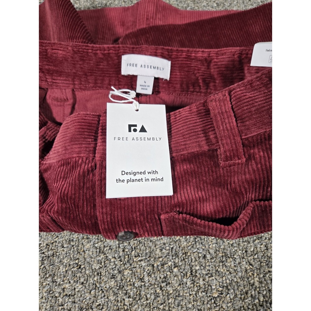 Free Assembly Burgundy Corduroy Button Mini Skirts Size 4 - Picture 5 of 7